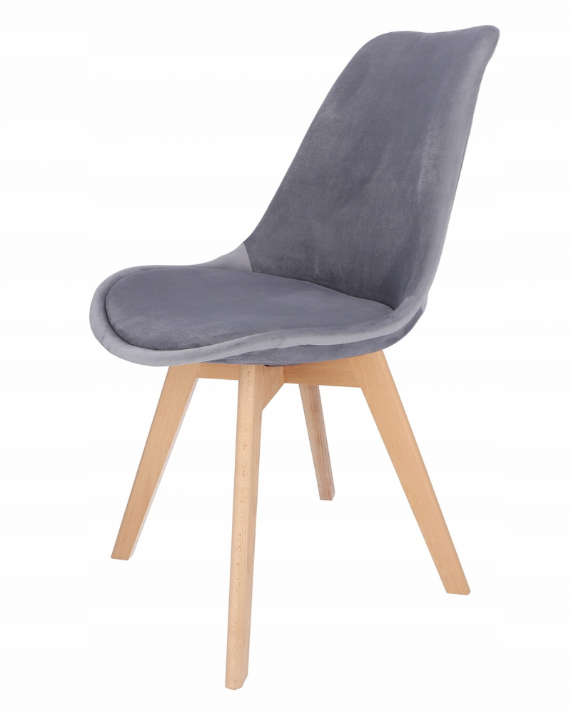 Scaun bucatarie/living, Bari, Jumi, lemn, catifea, 49x60x82 cm, Gri [5]