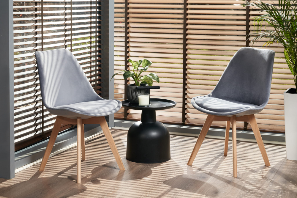 Scaun bucatarie/living, Bari, Jumi, lemn, catifea, 49x60x82 cm, Gri [8]
