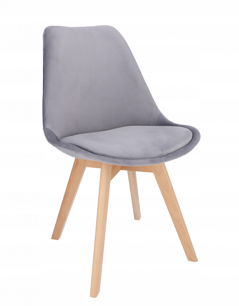 Scaun bucatarie/living, Bari, Jumi, lemn, catifea, 49x60x82 cm, Gri [1]