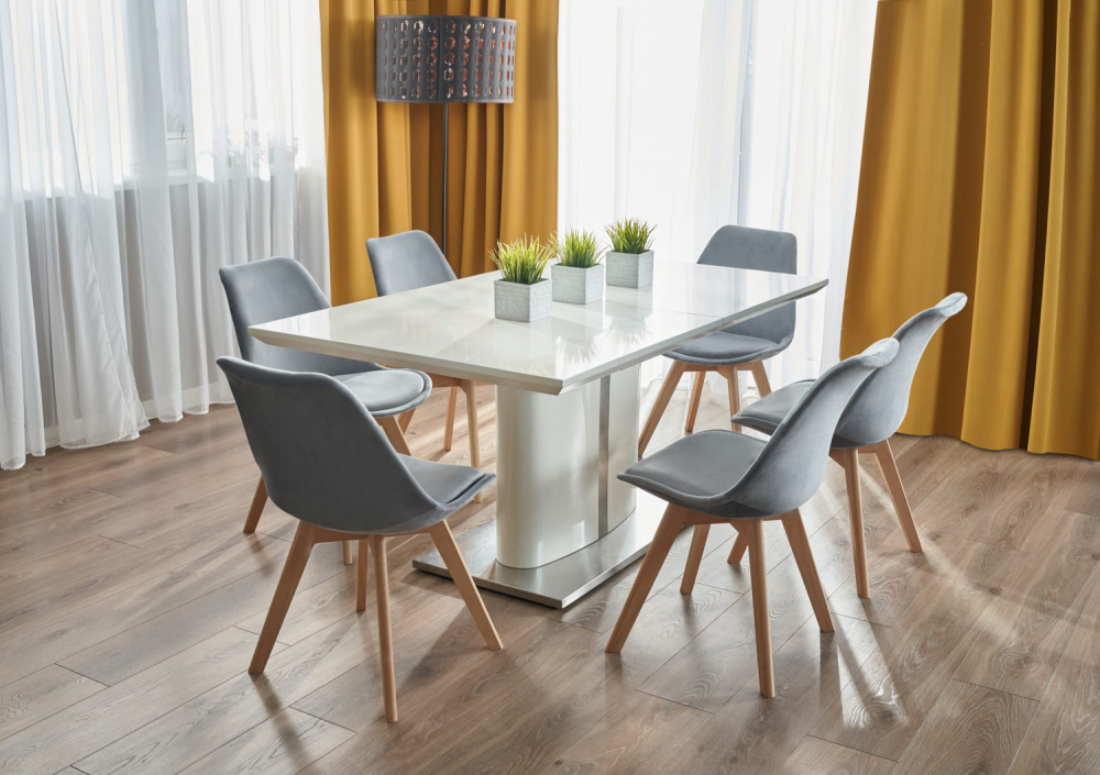 Scaun bucatarie/living, Bari, Jumi, lemn, catifea, 49x60x82 cm, Gri [10]