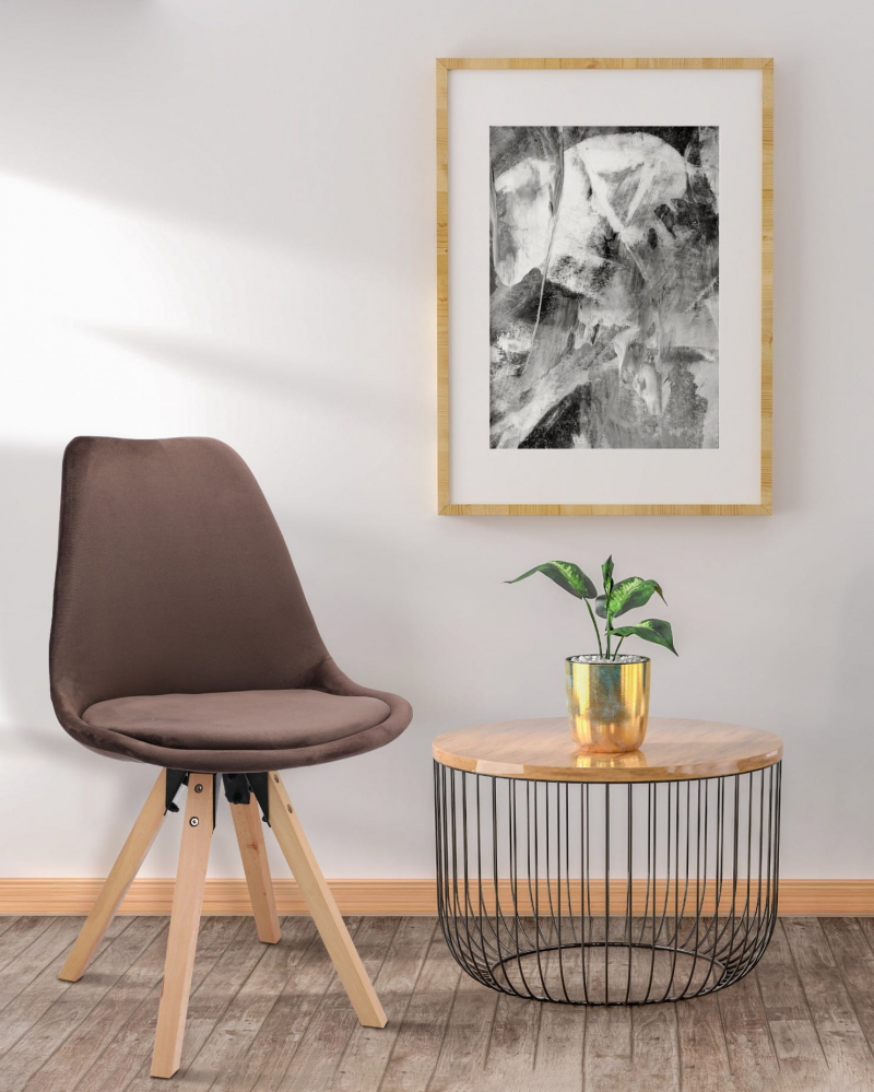 Scaun bucatarie/living, Saida, Jumi, catifea, lemn, 49x52x83 cm, Maro [2]
