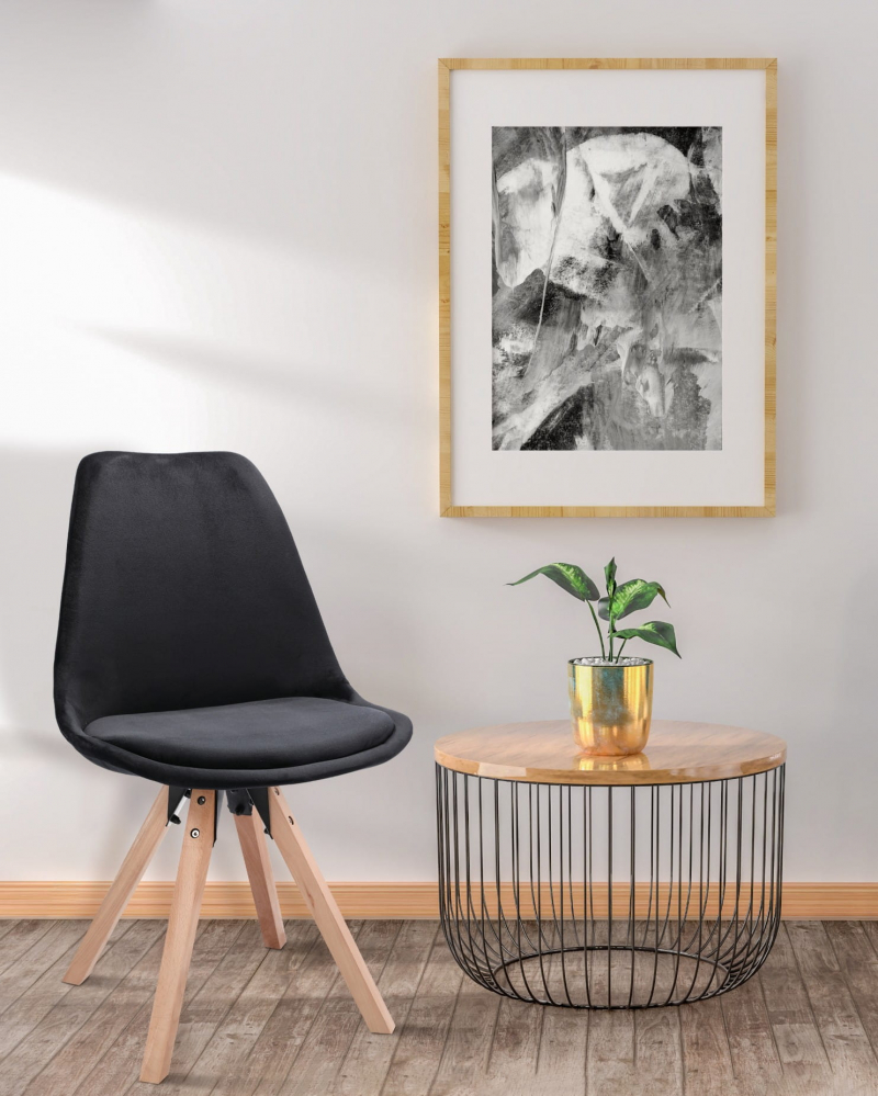 Стул для кухни/гостиной Saida, Jumi, бархат, дерево, 49x52x83 см, чёрный [4]