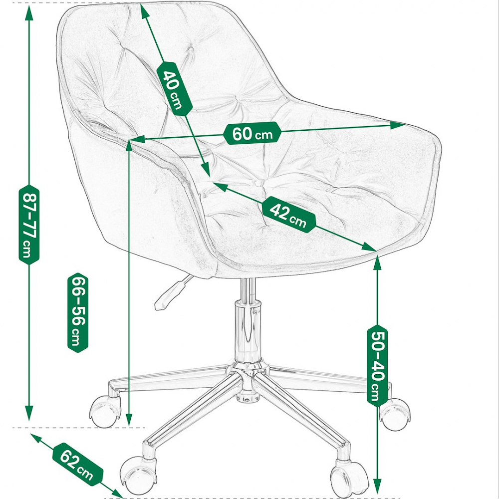 Scaun de birou cu roti Jumi, LARGOCM, 87x60x62cm, catifea, inaltime reglabila, Gri [8]