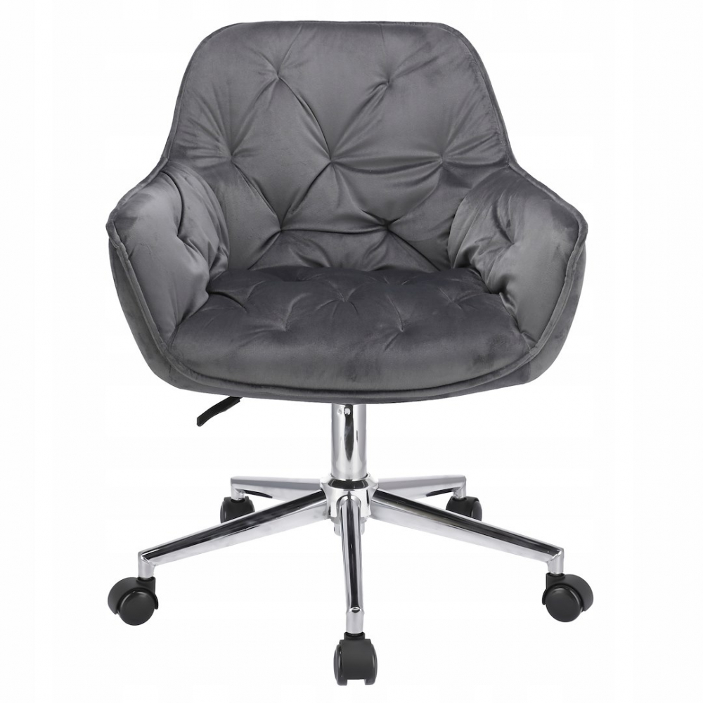 Scaun de birou cu roti Jumi, LARGOCM, 87x60x62cm, catifea, inaltime reglabila, Gri [6]