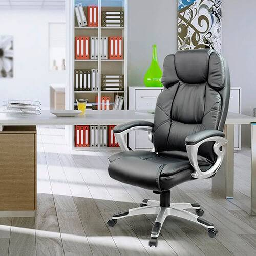 Scaun de birou ergonomic din piele neagră Sofotel EG-227 – Confort Premium și Design Elegant pentru Biroul Tău [2]