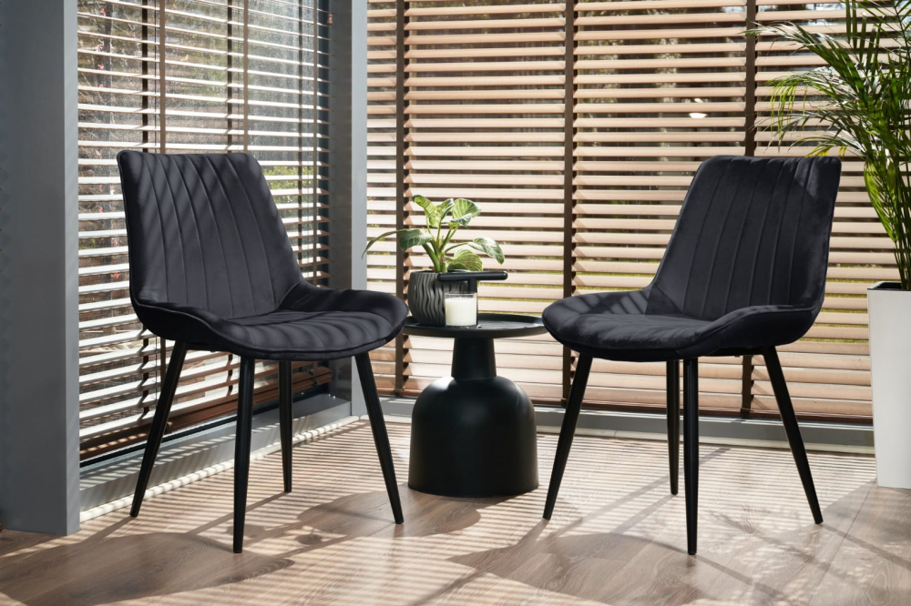 Scaun de bucătărie/living Jumi VIVA, Catifea, Negru – Stil și Eleganță [3]