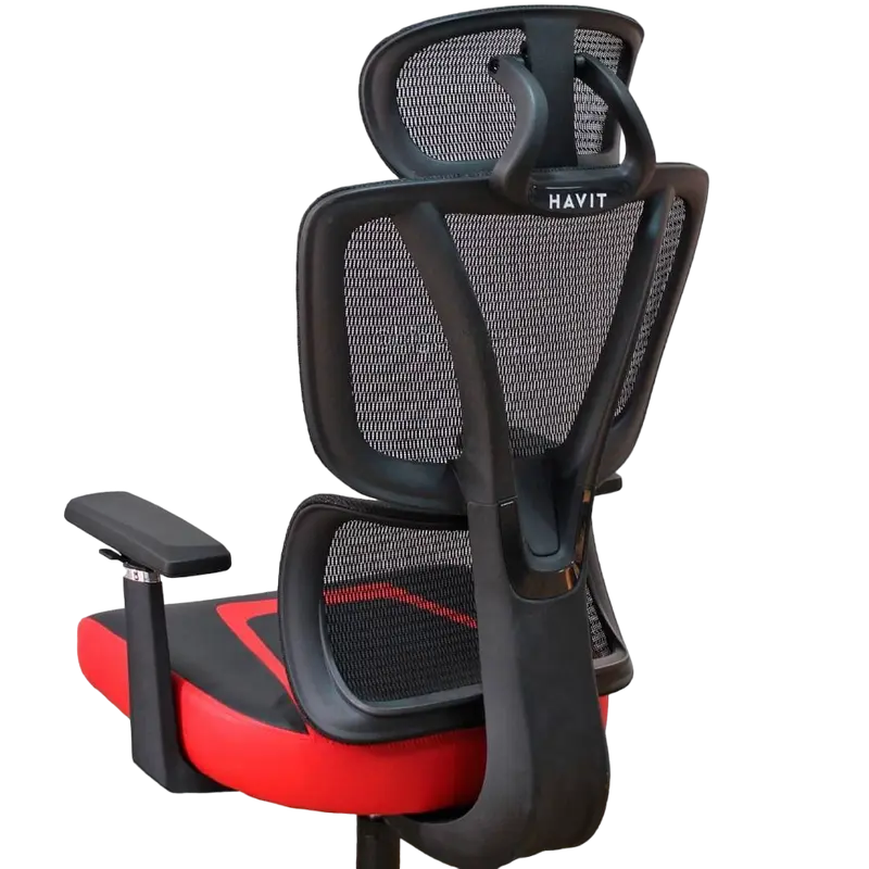 Scaun Gaming Havit GC919, PVC Piele, Negru | Roșu [4]