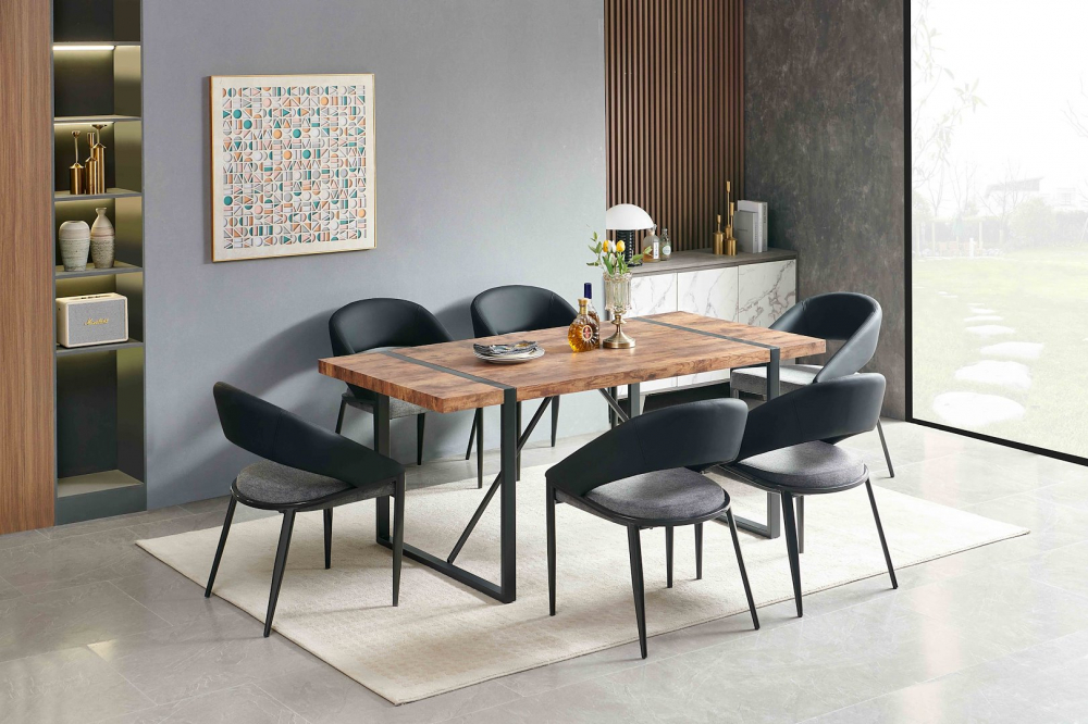 Scaun premium Jumi, BERGAMO, 80x50x65cm, picioare din metal, Negru/gri [2]