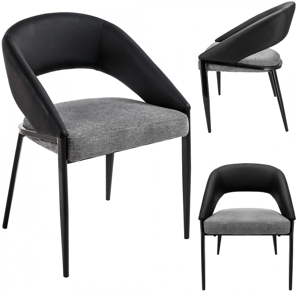 Scaun premium Jumi, BERGAMO, 80x50x65cm, picioare din metal, Negru/gri [5]