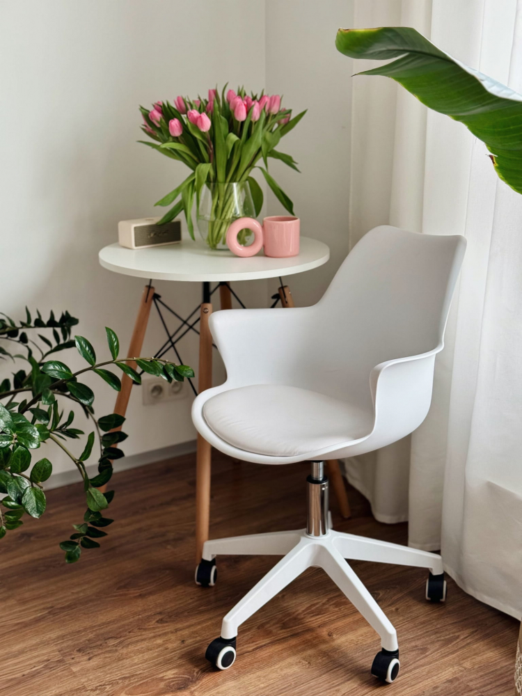 Scaun rotativ scandinav INEZ, Alb – Confort și Stil Modern [2]