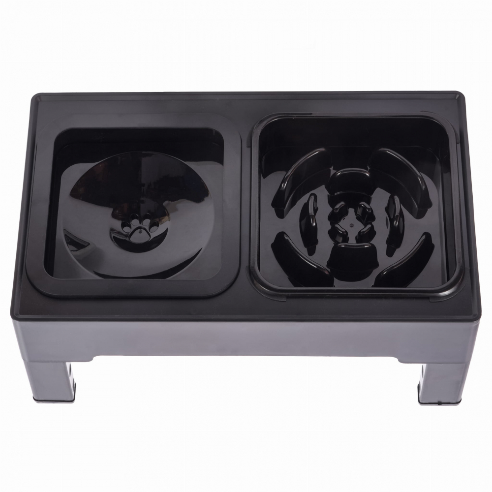 Set 2 boluri din otel inoxidabil pentru caine si pisica, pe suport pliabil, Negru [4]
