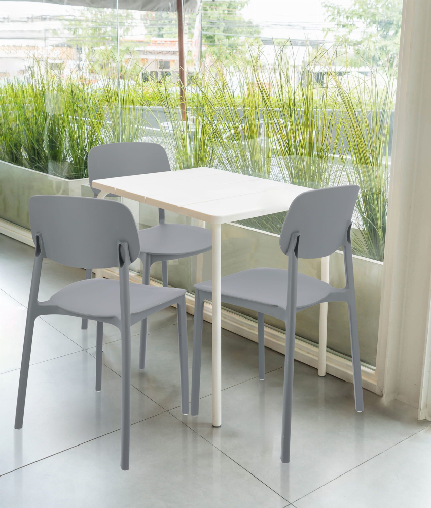 Set 3 scaune terasă Jumi LARA, plastic gri – Eleganță modernă și confort zilnic [3]