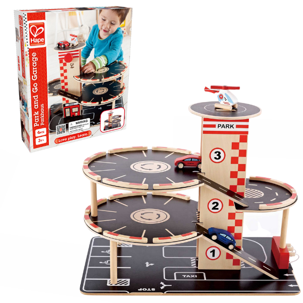 Игровой набор "Парковка / Гараж" Hape – 4 уровня, заправки и вертолётная площадка [6]