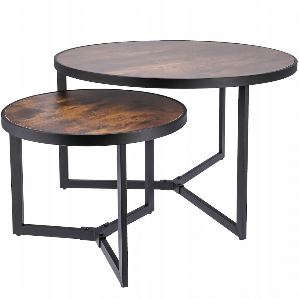 Set mese de cafea Jumi, 80x80x52 cm & 50x50x42 cm, design modern, Maro – Eleganță și funcționalitate pentru orice living [3]