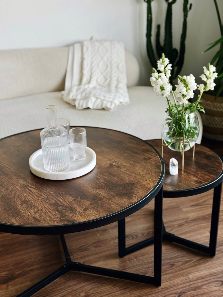 Set mese de cafea Jumi, 80x80x52 cm & 50x50x42 cm, design modern, Maro – Eleganță și funcționalitate pentru orice living [2]