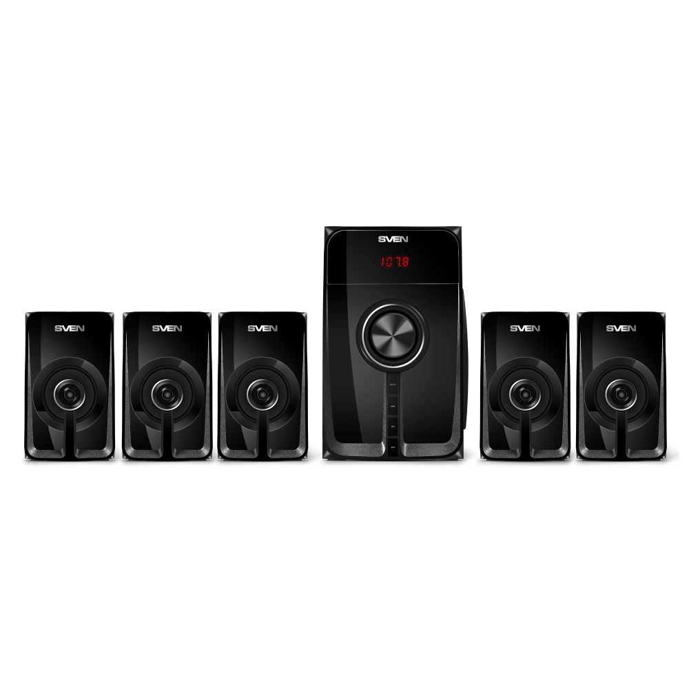 Акустическая система SVEN HT-202 Black – 5.1, 100 Вт RMS, Bluetooth, FM, USB/SD, LED-дисплей, Пульт ДУ, Дерево [5]