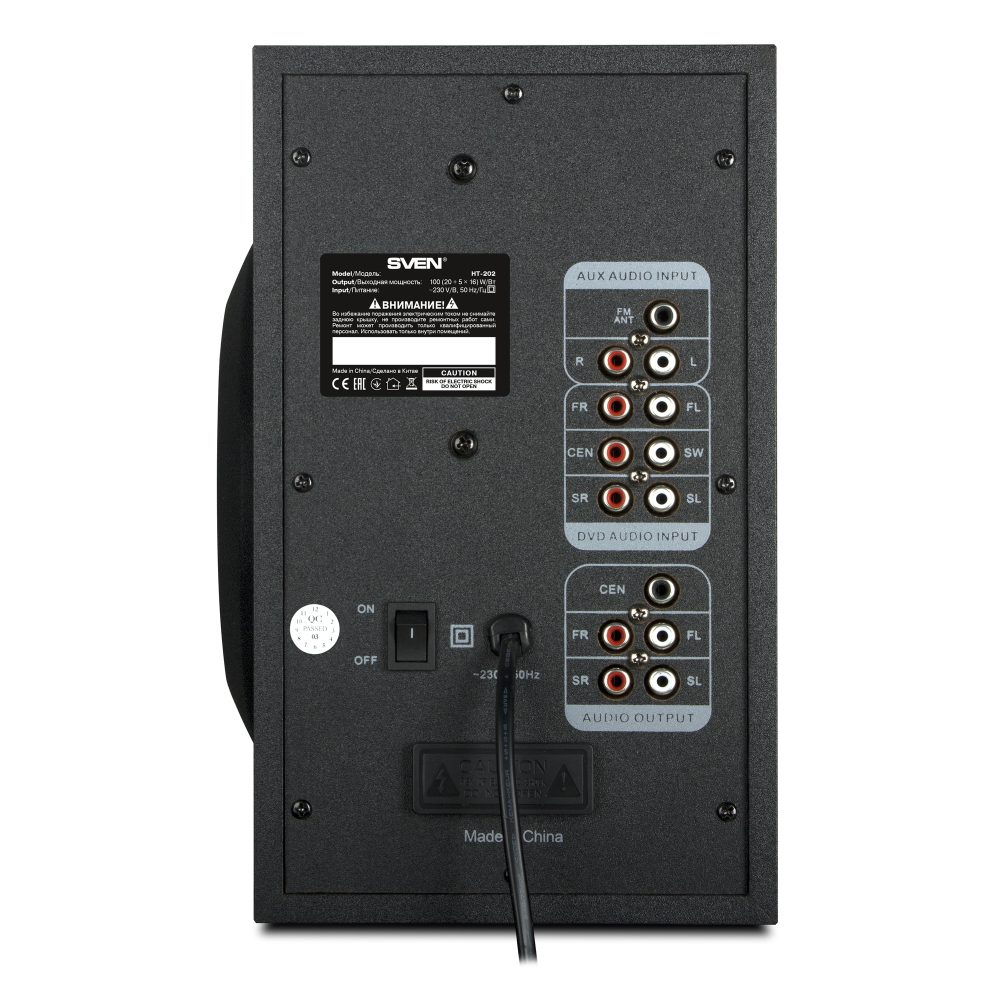 Акустическая система SVEN HT-202 Black – 5.1, 100 Вт RMS, Bluetooth, FM, USB/SD, LED-дисплей, Пульт ДУ, Дерево [4]