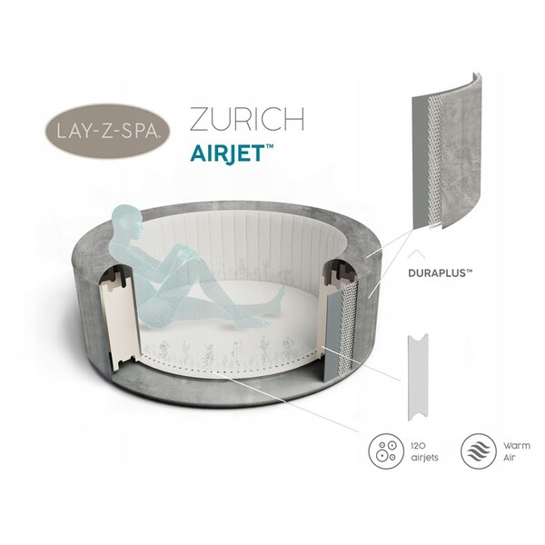 SPA gonflabil Zurich AirJet 180×66 cm, 669 L, pentru 2-4 persoane [7]