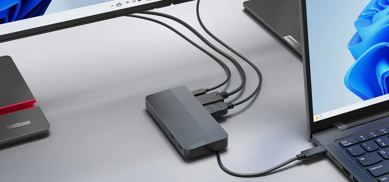 Stație de andocare Lenovo USB-C Dual Display Travel Dock – 2 monitoare 4K, 65W Power Delivery, ultra-portabilă [2]