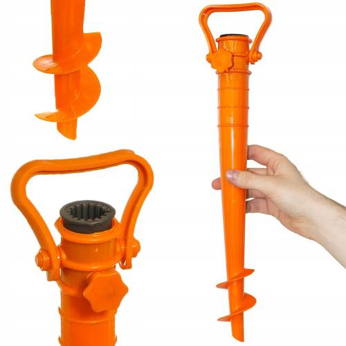 Suport plastic pentru umbrelă, fixare în pământ, tip șurub, grădină și plajă [2]