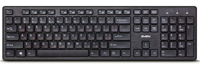 SVEN KB-E5800W, Wireless Keyboard, 104 keys,12 Fn-keys slim compact design, low-profile keys with smooth stroke, Nano receiver, USB, Рус/Укр/Eng, Black [1]
