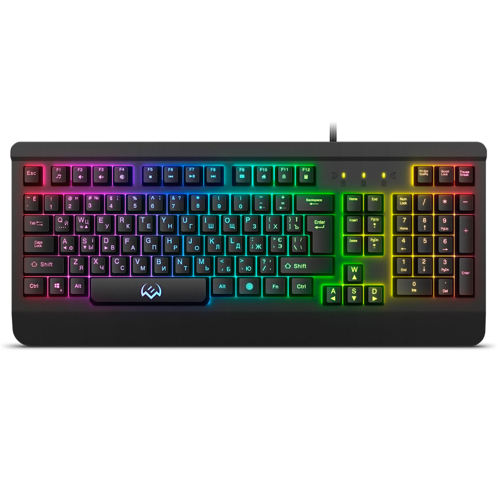 SVEN KB-G9450 Gaming Keyboard, Membrane with tactile feedback, Software for keys programming and backlighting management,  Metal Plate, 104 keys, 12 Fn-keys, Rus, 1.8m, USB, Black,  Rus/Ukr/Eng [1]