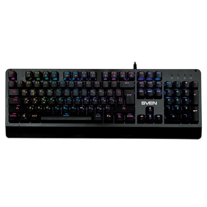 SVEN KB-G9700 RGB Mechanical Gaming Keyboard, Top metal panel, Red switches, Mechanical keys 104 keys, Full key anti-ghosting, 12 Fn-keys, Backlight (RGB), USB, Black, Rus/Ukr/Eng [1]