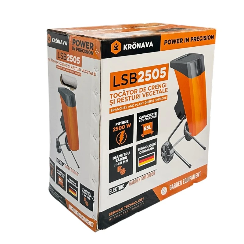 Tocător de crengi electric Kronava LSB2505 – 2500 W – Diametru maxim 40 mm – Casetă 65 l – Compact și Puternic pentru Grădina Ta [5]