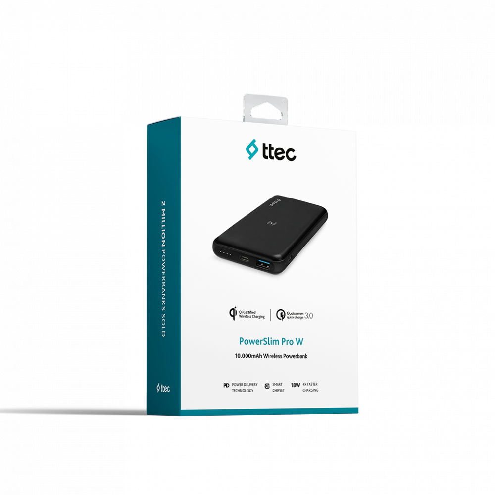 ttec Powerbank 10.000mAh Slim Pro W Wireless, Black [6]