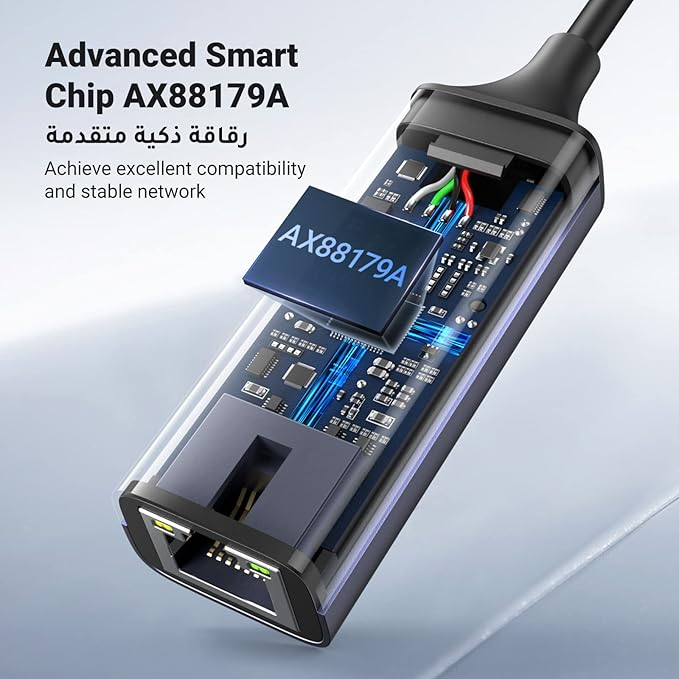 UGREEN Adapter USB-A 3.0 to RJ45 1Gbps, up to 480 Mbps, Support IEEE 802.3, 802.3, 15cm CR111, Black [6]