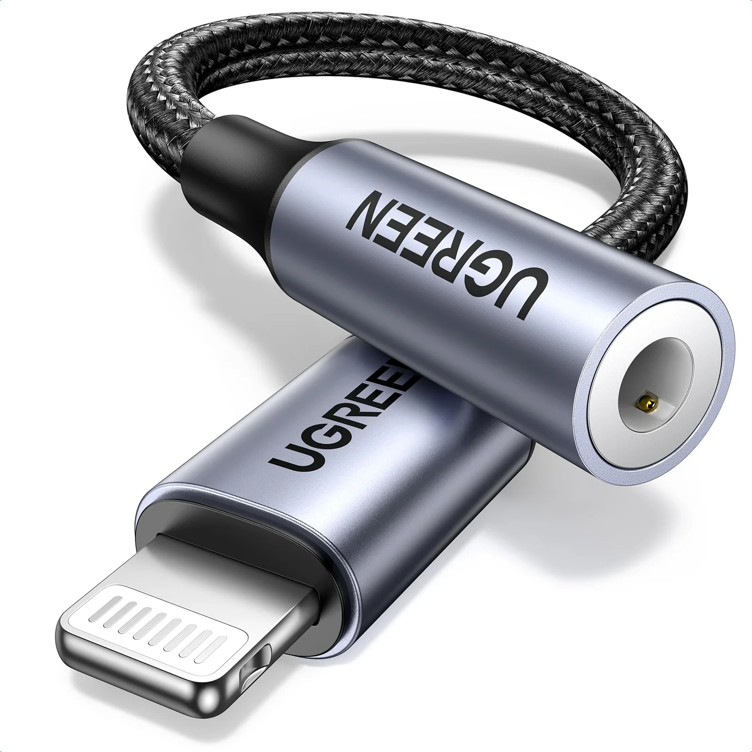 UGREEN Cable Audio Adapter Lightning to 3.5mm 10cm, MFI, US211, Black [2]