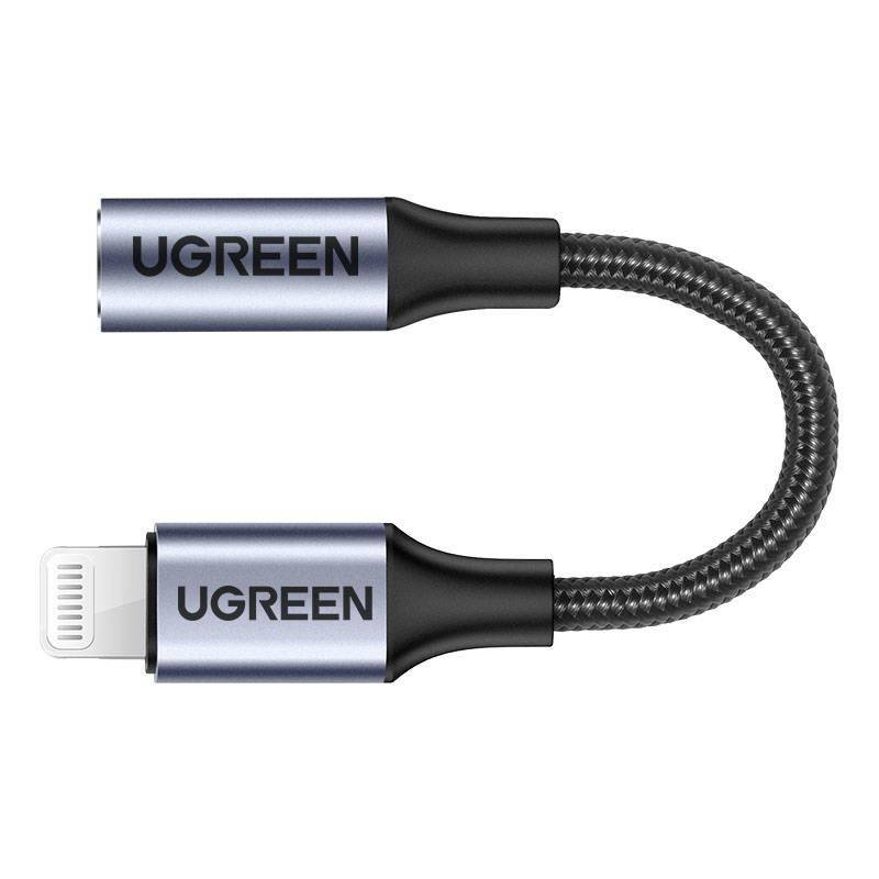 UGREEN Cable Audio Adapter Lightning to 3.5mm 10cm, MFI, US211, Black [1]