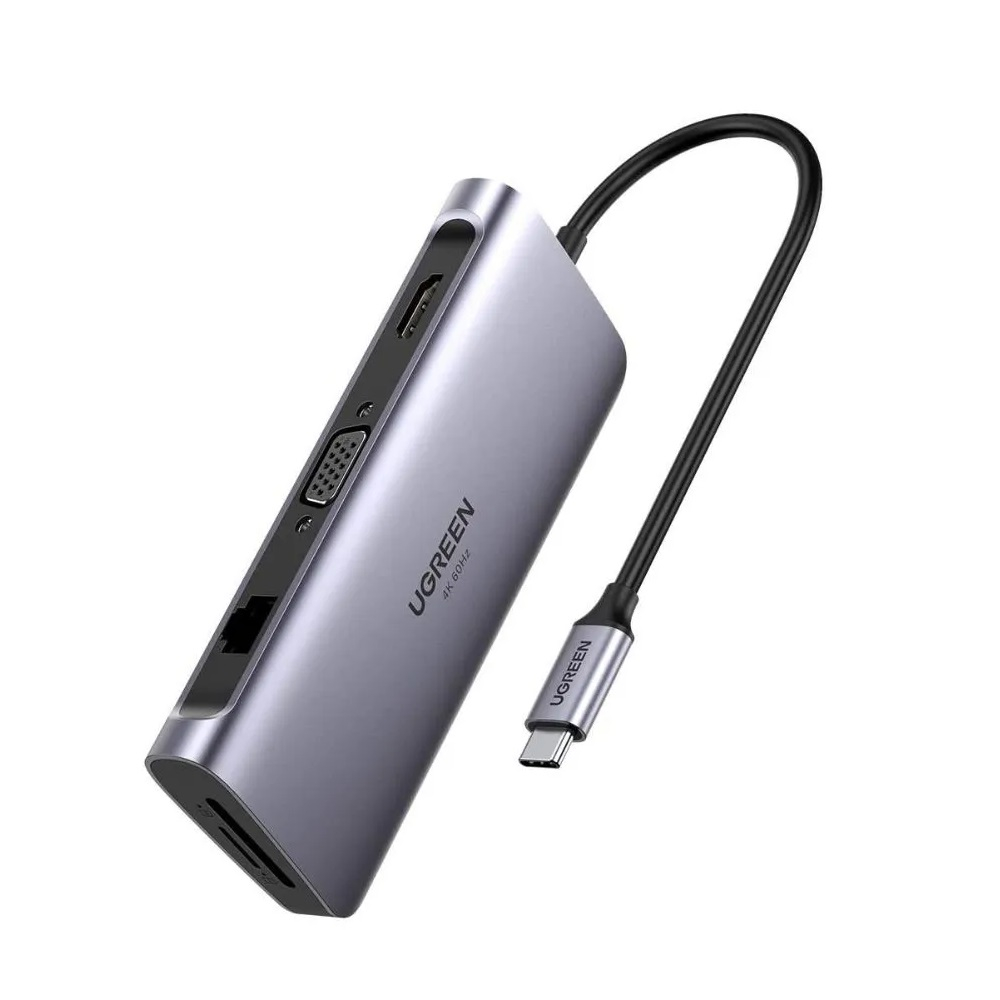 Hub USB-C UGREEN CM681 10-in-1 Space Gray – Extindere completă + 4K HDMI + Gigabit Ethernet + PD 100W pentru laptopuri moderne [1]