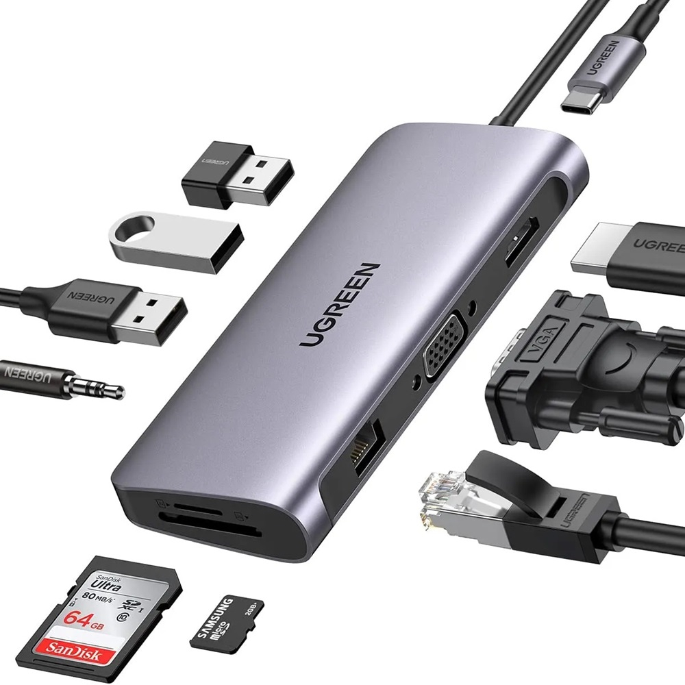 Hub USB-C UGREEN CM681 10-in-1 Space Gray – Extindere completă + 4K HDMI + Gigabit Ethernet + PD 100W pentru laptopuri moderne [3]