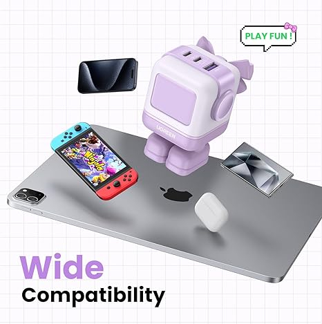 UGREEN Robot GaN Tech Fast Charger USB-A+2*USB-C 65W, Purple [5]