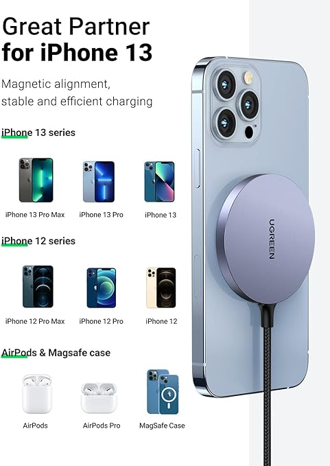 UGREEN Wireless Charger Magnetic 15W CD245, Black [3]