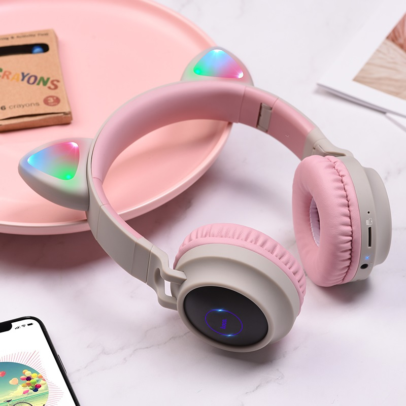 W27 Cat ear wireless headphones grey [1]