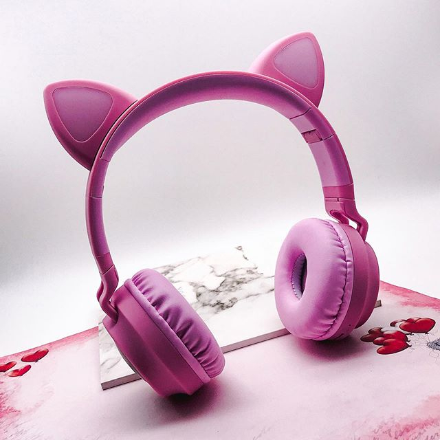 W27 Cat ear wireless headphones pink [2]