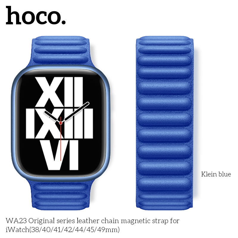 WA23 Seria Originală curea din piele cu lanț magnetic pentru iWatch (42/44/45/49mm) albastru klein [1]