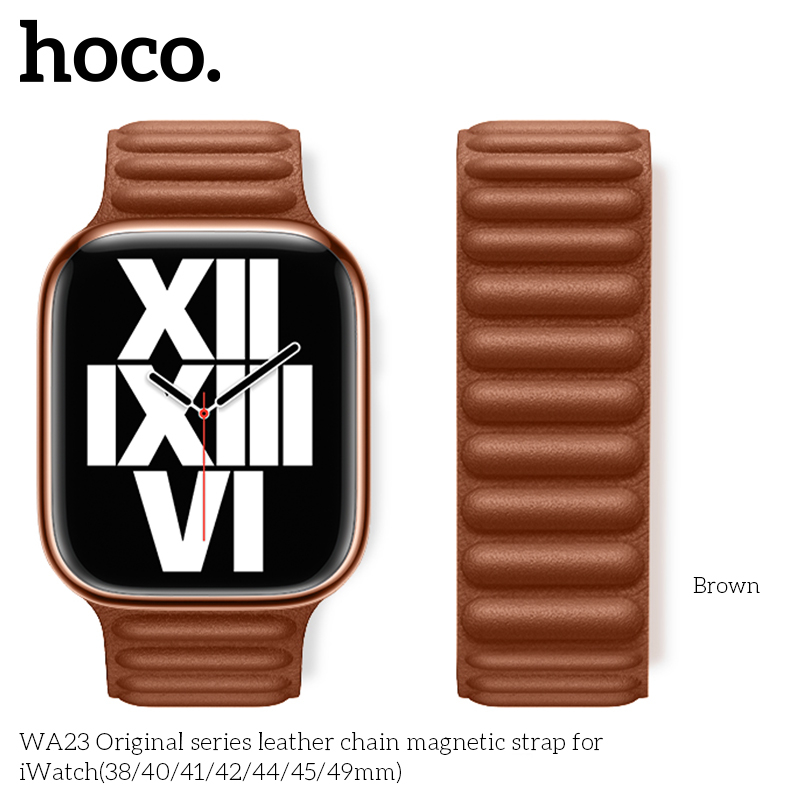 WA23 Seria Originală curea din piele cu lanț magnetic pentru iWatch (38/40/41mm) maro [1]