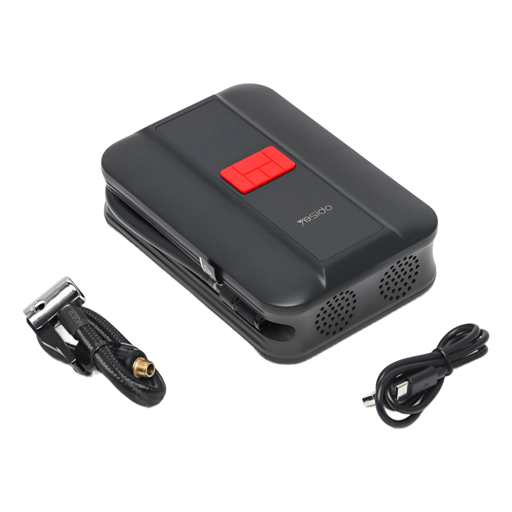 Портативный компрессор Yesido VC04 Чёрный – 22 цилиндра, сверхбыстрая накачка + аккумулятор 4000 мАч! [3]