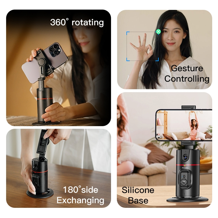 Yesido Auto Face Tracking Tripod 360 Removable Design With Remote Controller Selfie Stick Holder (SF16), Black [3]