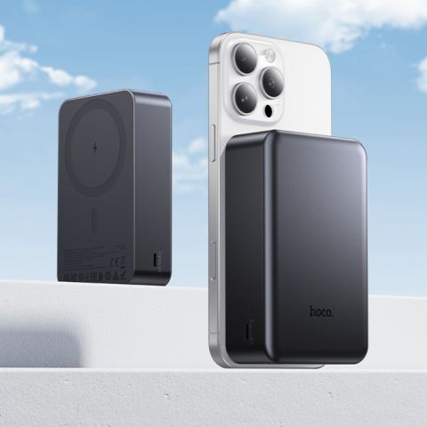 Магнитный пауэрбанк HOCO J160B Original 20000mAh, PD20W, беспроводная зарядка 15W, Черный – мощность без проводов и ограничений! [4]