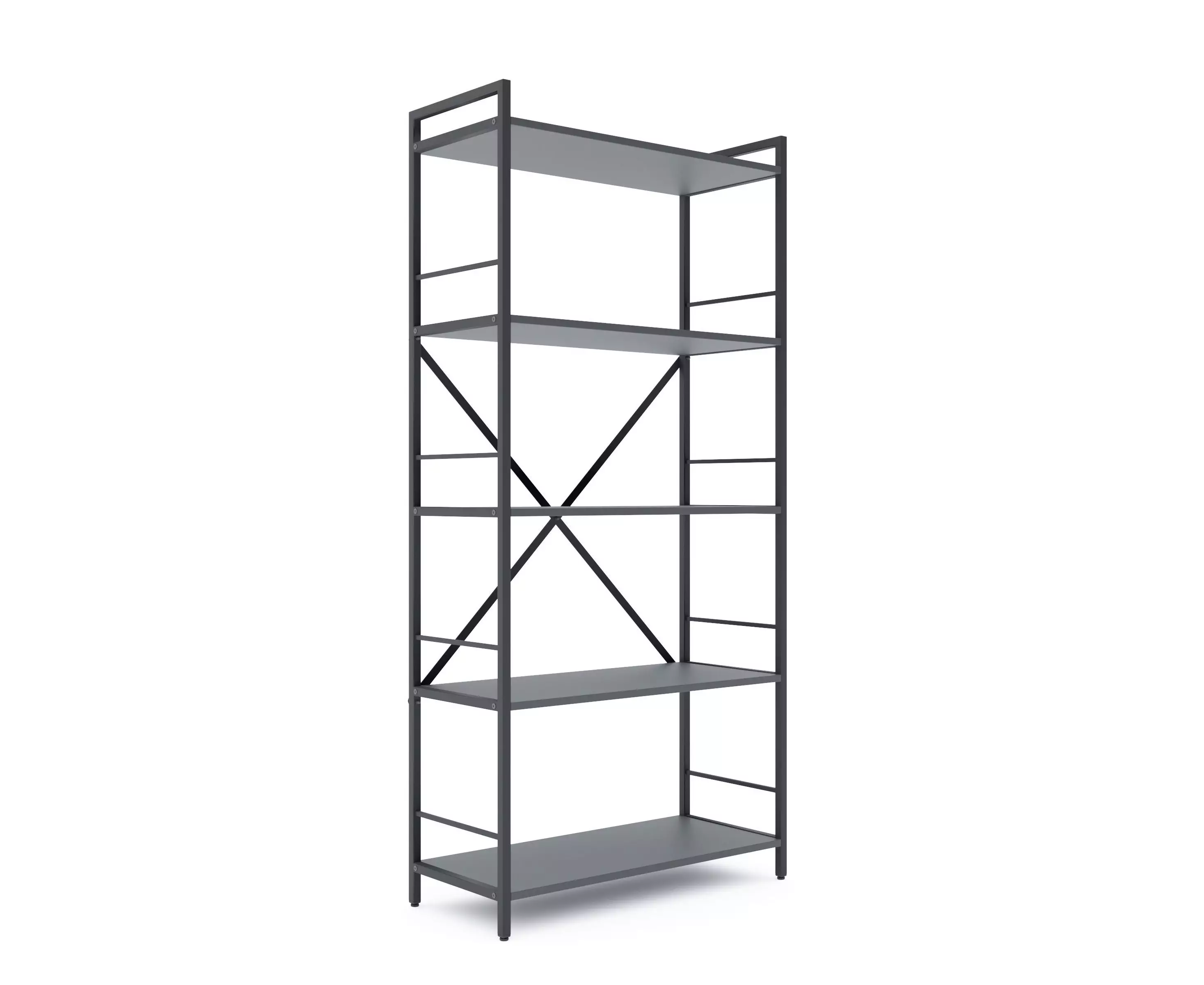 Rafturi pentru prosoape - Bibliotecă Nex Loft 1700x800x350 mm, 5 rafturi, PAL, Anthracite/Anthracite – eleganță industrială și rezistență