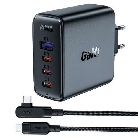 Electronice - Încărcător A37 PD100W GaN Set (3x USB-C + USB-A) – Super putere, super control
