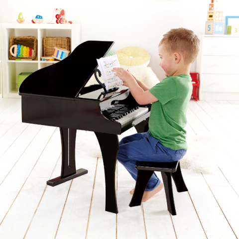 Pian muzical pentru copii – Hape, 30 clape, negru, cu scaun inclus [1]