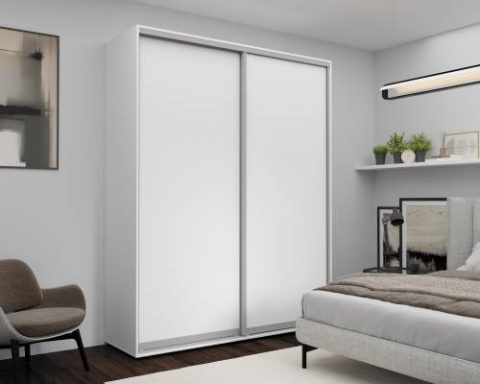 Мебель - Шкаф с раздвижными дверями Nex Home – ДСП, белый 200x60x220 см – Функциональность и современный стиль