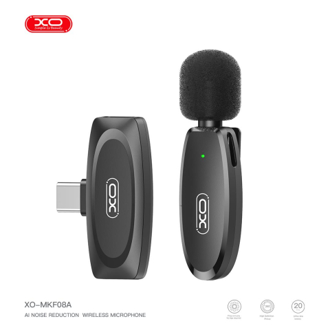 Беспроводной петличный микрофон XO MKF08A Type-C One-Touch – Черный [1]