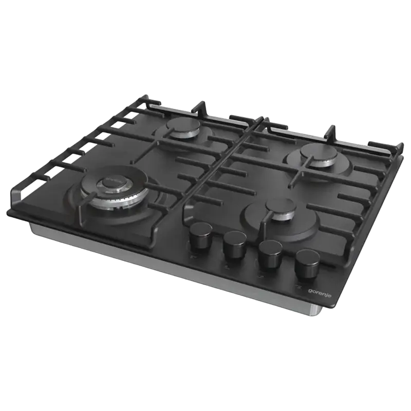 Plită pe Gaz Incorporabilă Gorenje GW 642 SYB, Inox Negru cu Arzător WOK [1]