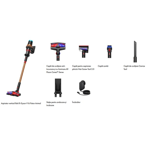 Aspirator vertical fără fir Dyson V16 Piston Animal (492963-01) Negru (315 W, 70 min autonomie, container 1,3 L) [1]